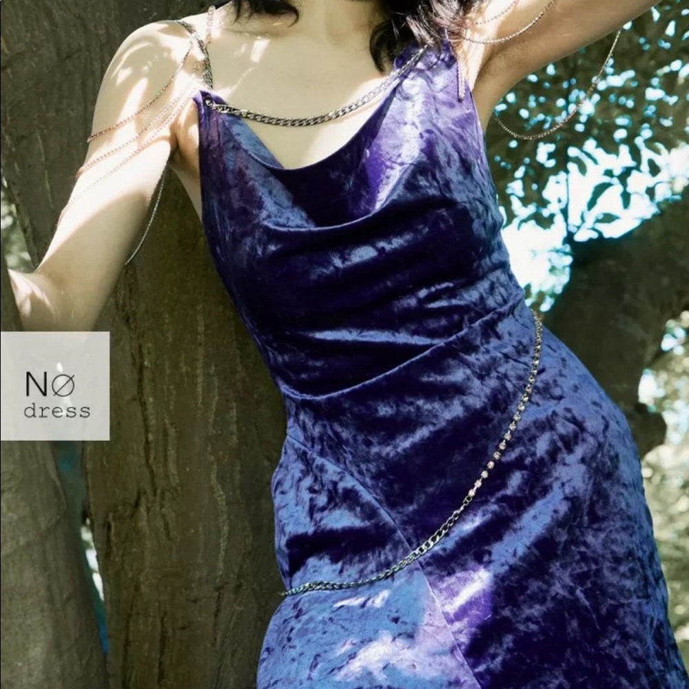 Blue Purple velvet dress